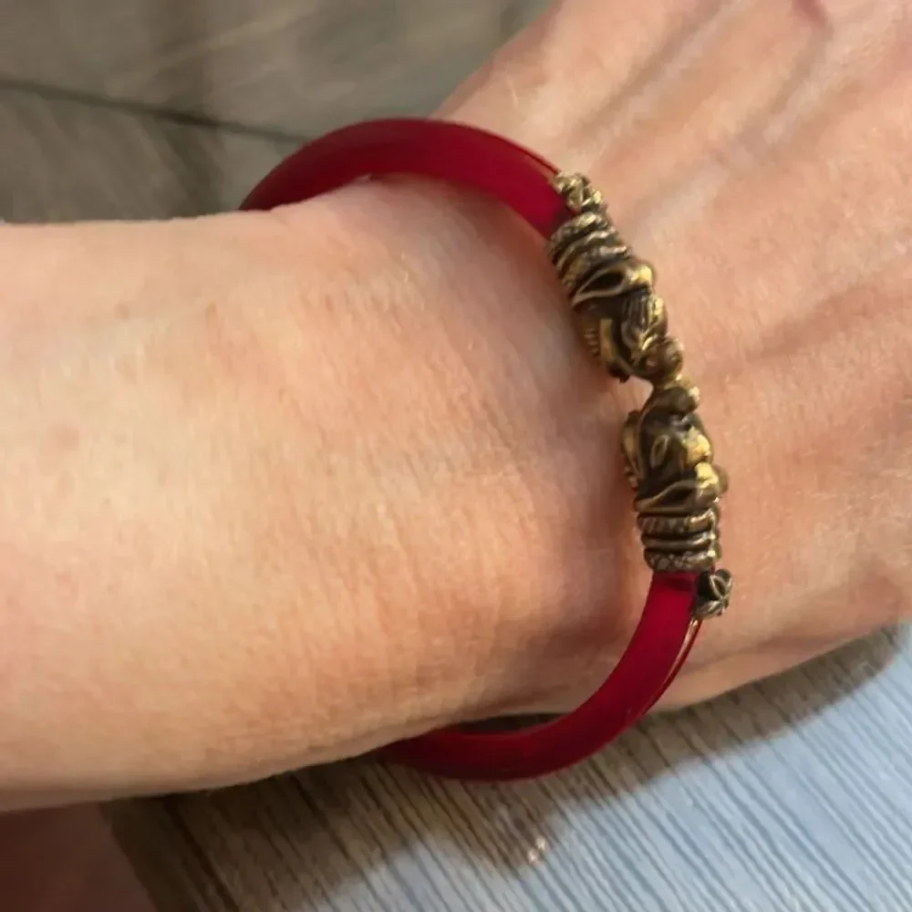 Gajmukhi Elephant Face Design Bangle Bracelet Lucite/Acrylic Tortoise Shell